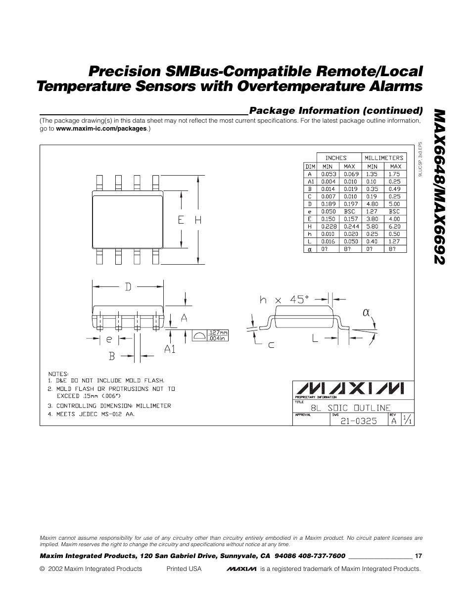 Rainbow Electronics MAX6692 User Manual | Page 17 / 17