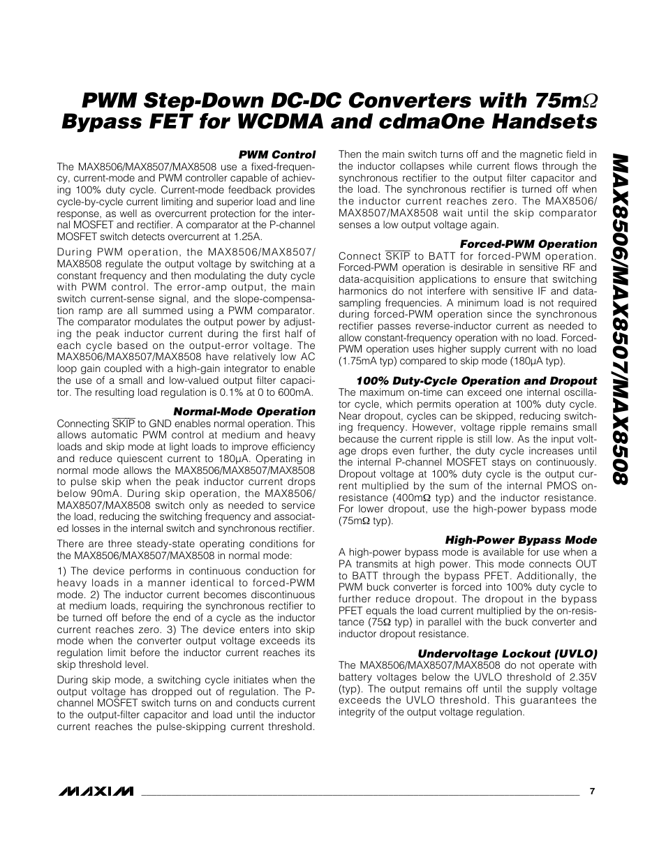 Bypass fet for wcdma and cdmaone handsets | Rainbow Electronics MAX8508 User Manual | Page 7 / 11