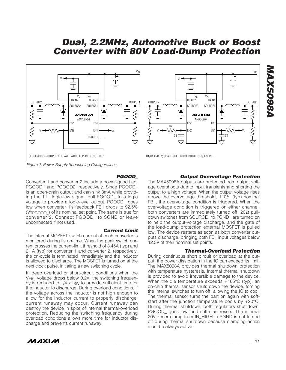 Pgood, Current limit, Output overvoltage protection | Thermal-overload protection | Rainbow Electronics MAX5098A User Manual | Page 17 / 28