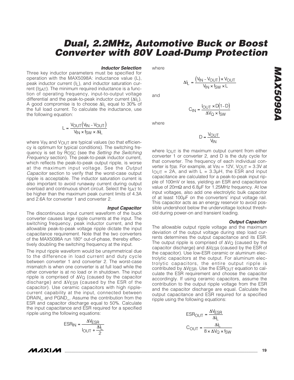 Rainbow Electronics MAX5098A User Manual | Page 19 / 28
