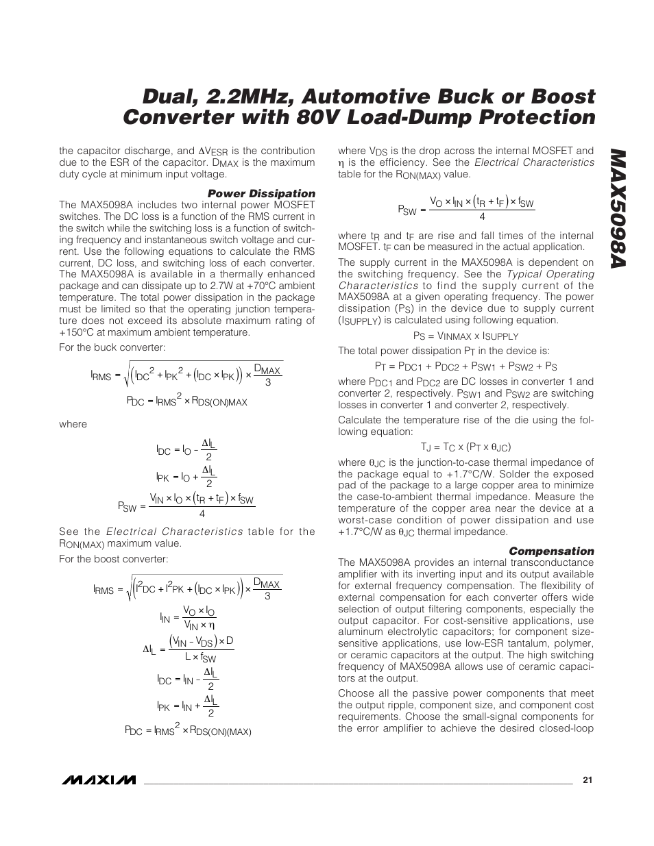 Rainbow Electronics MAX5098A User Manual | Page 21 / 28
