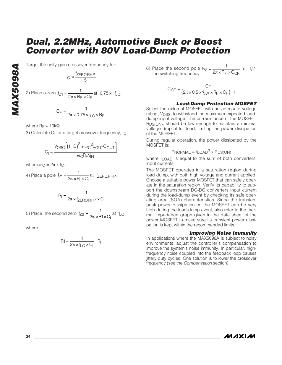 Rainbow Electronics MAX5098A User Manual | Page 24 / 28