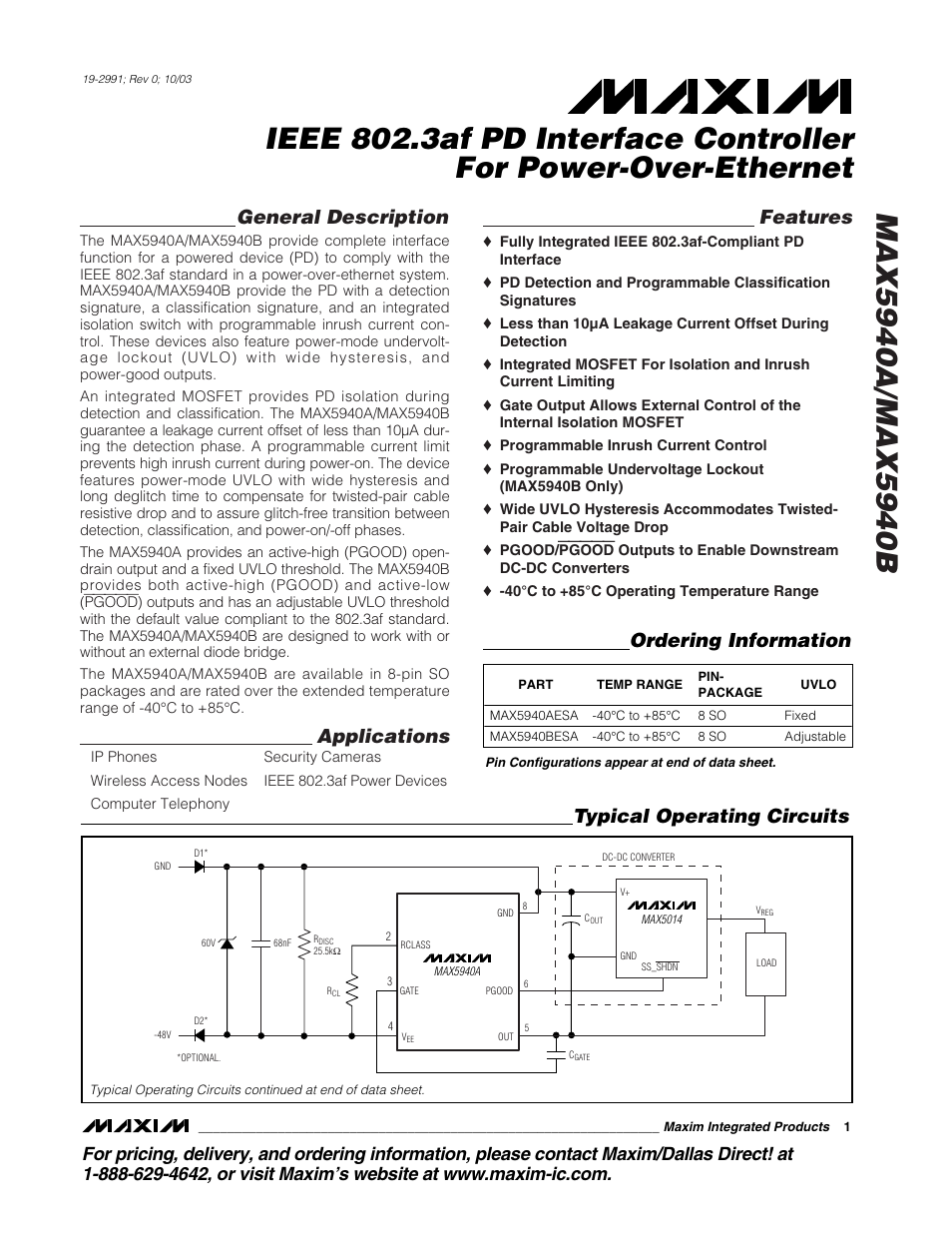 Rainbow Electronics MAX5940B User Manual | 15 pages