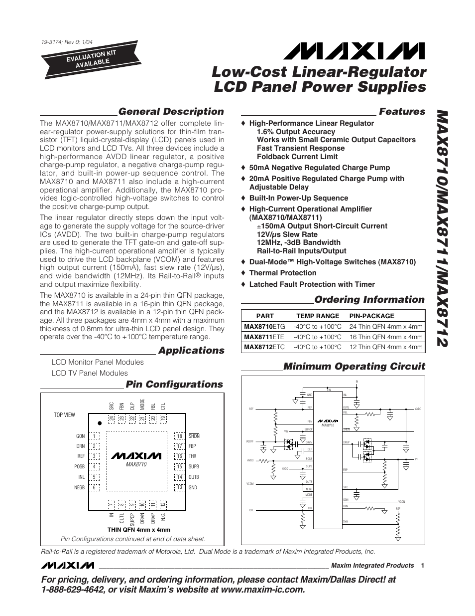 Rainbow Electronics MAX8712 User Manual | 23 pages