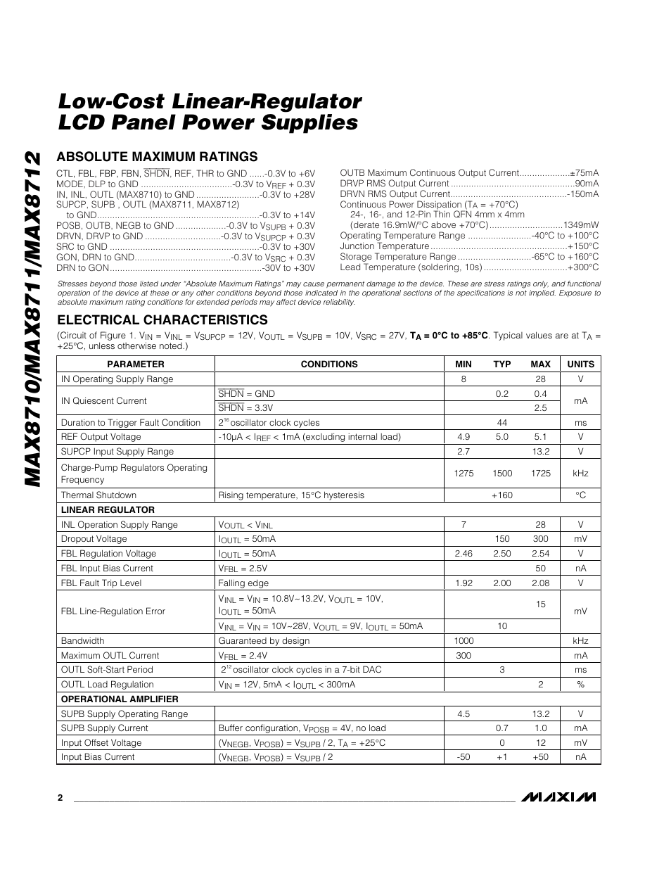 Rainbow Electronics MAX8712 User Manual | Page 2 / 23