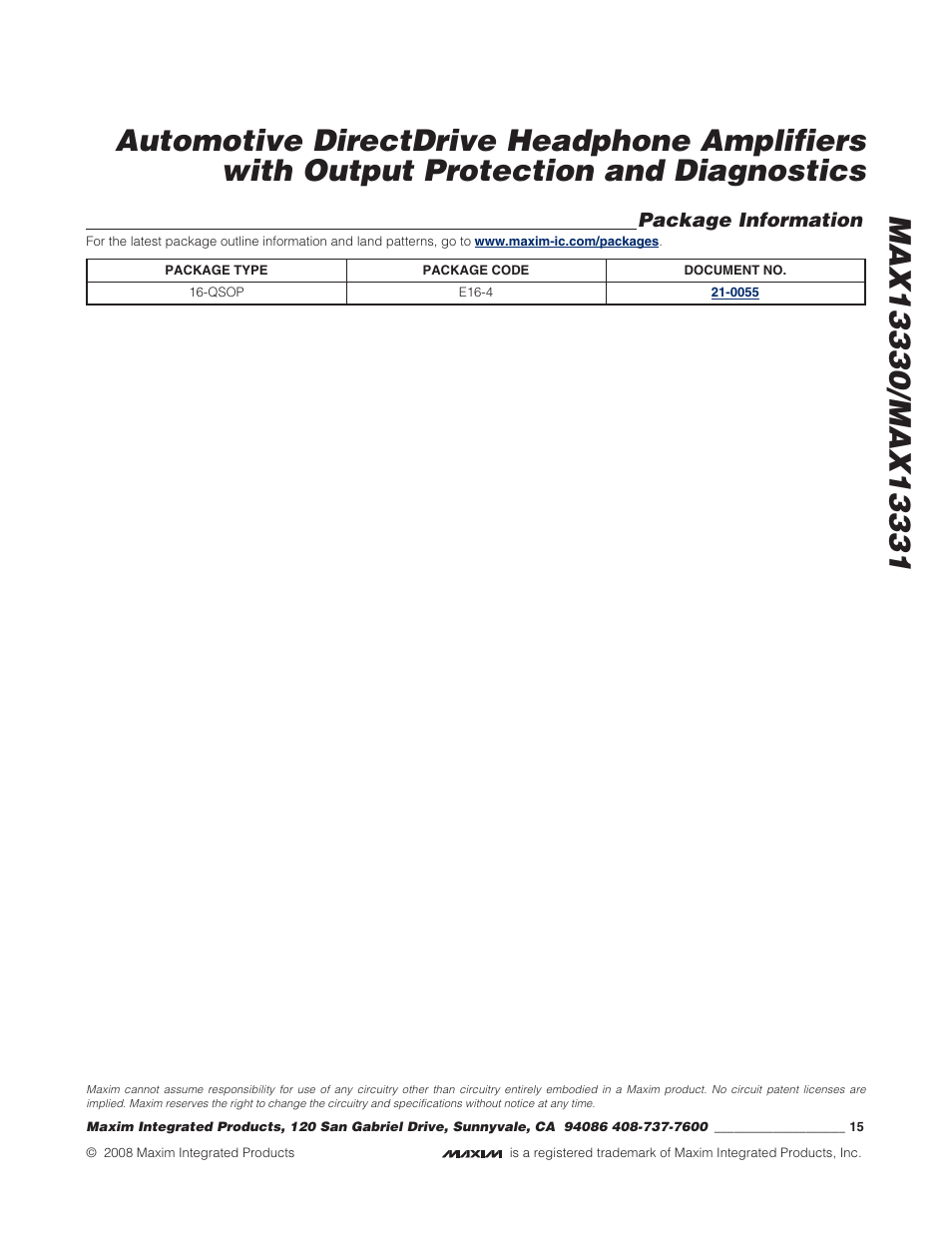 Rainbow Electronics MAX13331 User Manual | Page 15 / 15