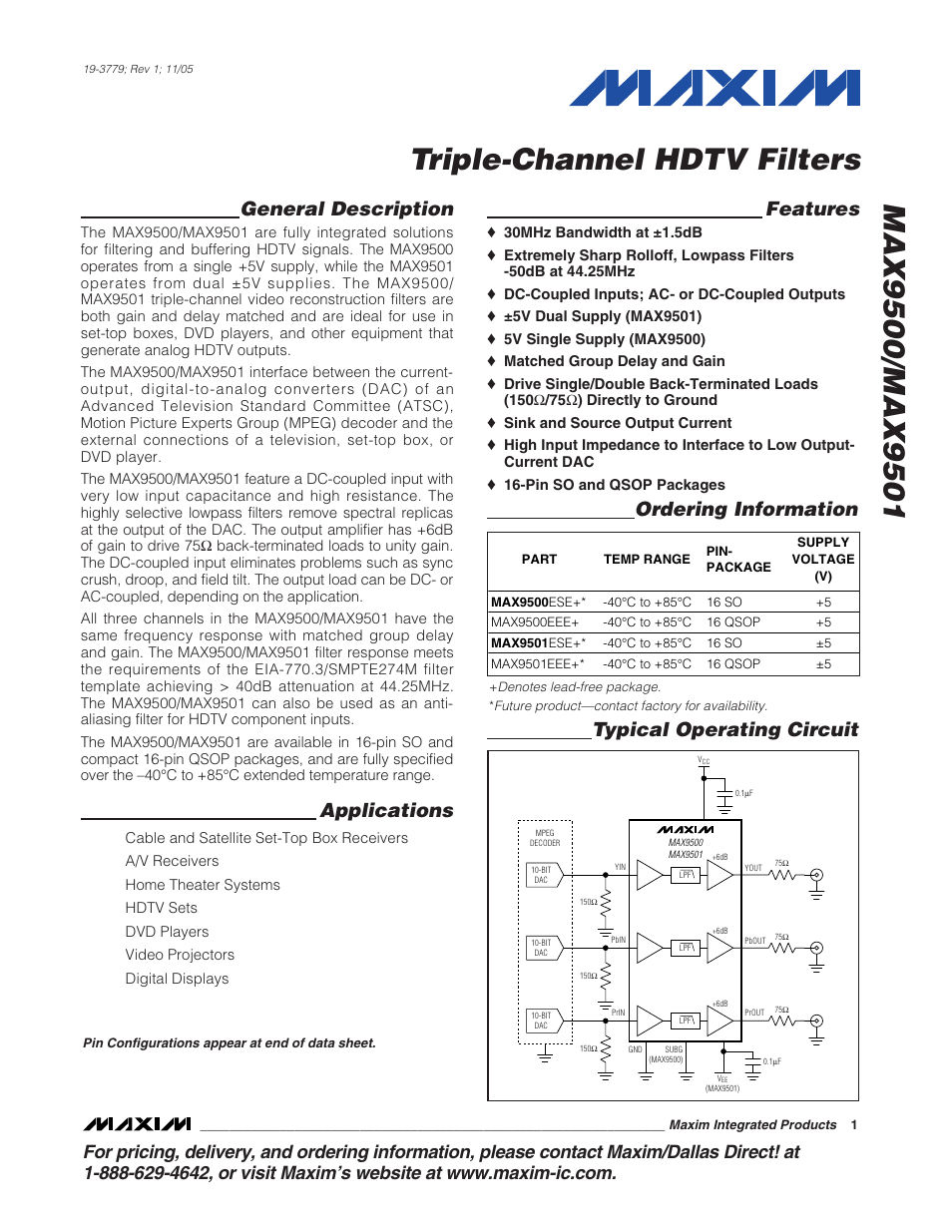 Rainbow Electronics MAX9501 User Manual | 10 pages
