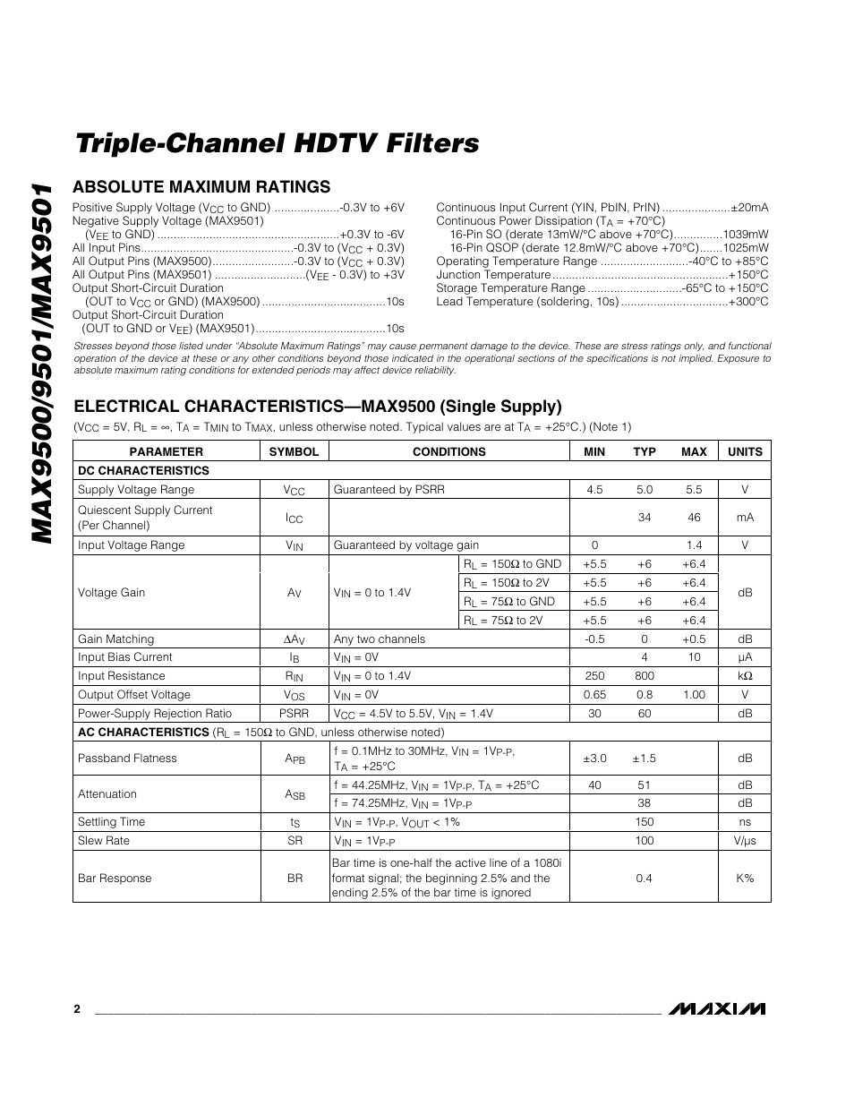 Rainbow Electronics MAX9501 User Manual | Page 2 / 10