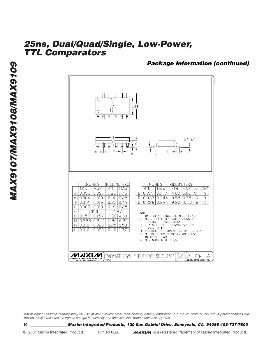 Rainbow Electronics MAX9109 User Manual | Page 10 / 10