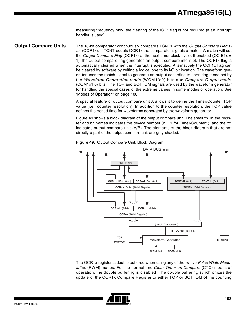 Output compare units, Atmega8515(l) | Rainbow Electronics ATmega8515L User Manual | Page 103 / 223