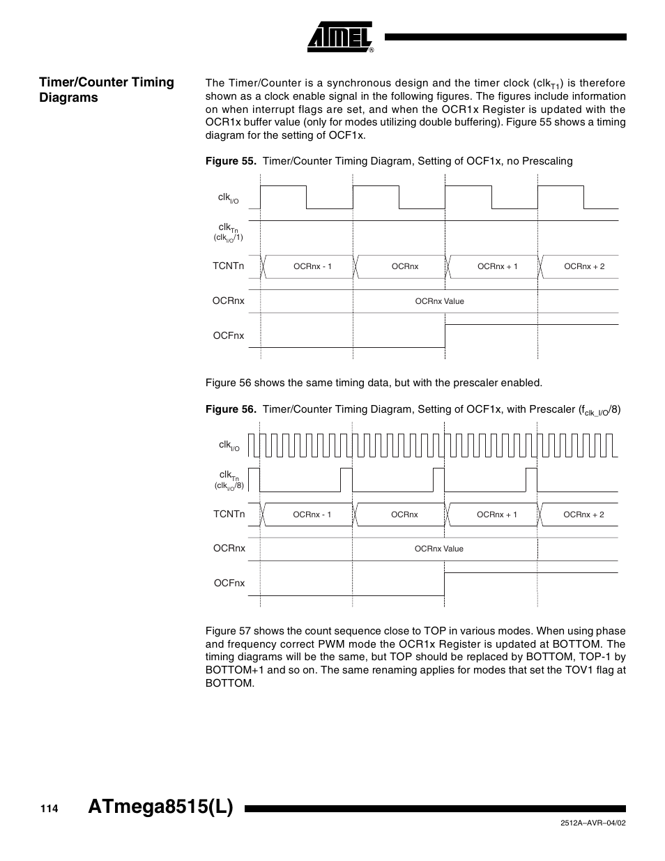 Timer/counter timing diagrams, Atmega8515(l) | Rainbow Electronics ATmega8515L User Manual | Page 114 / 223