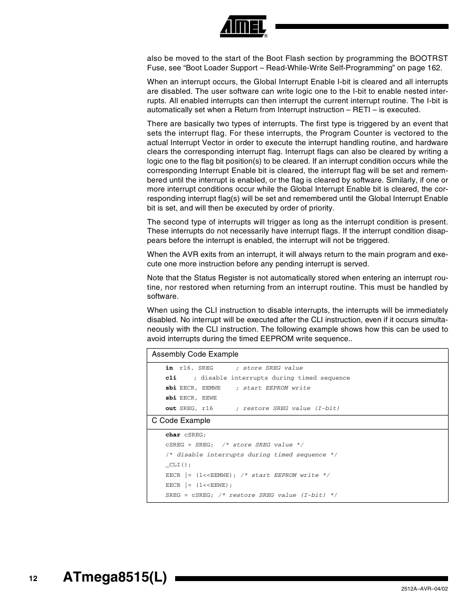 Atmega8515(l) | Rainbow Electronics ATmega8515L User Manual | Page 12 / 223