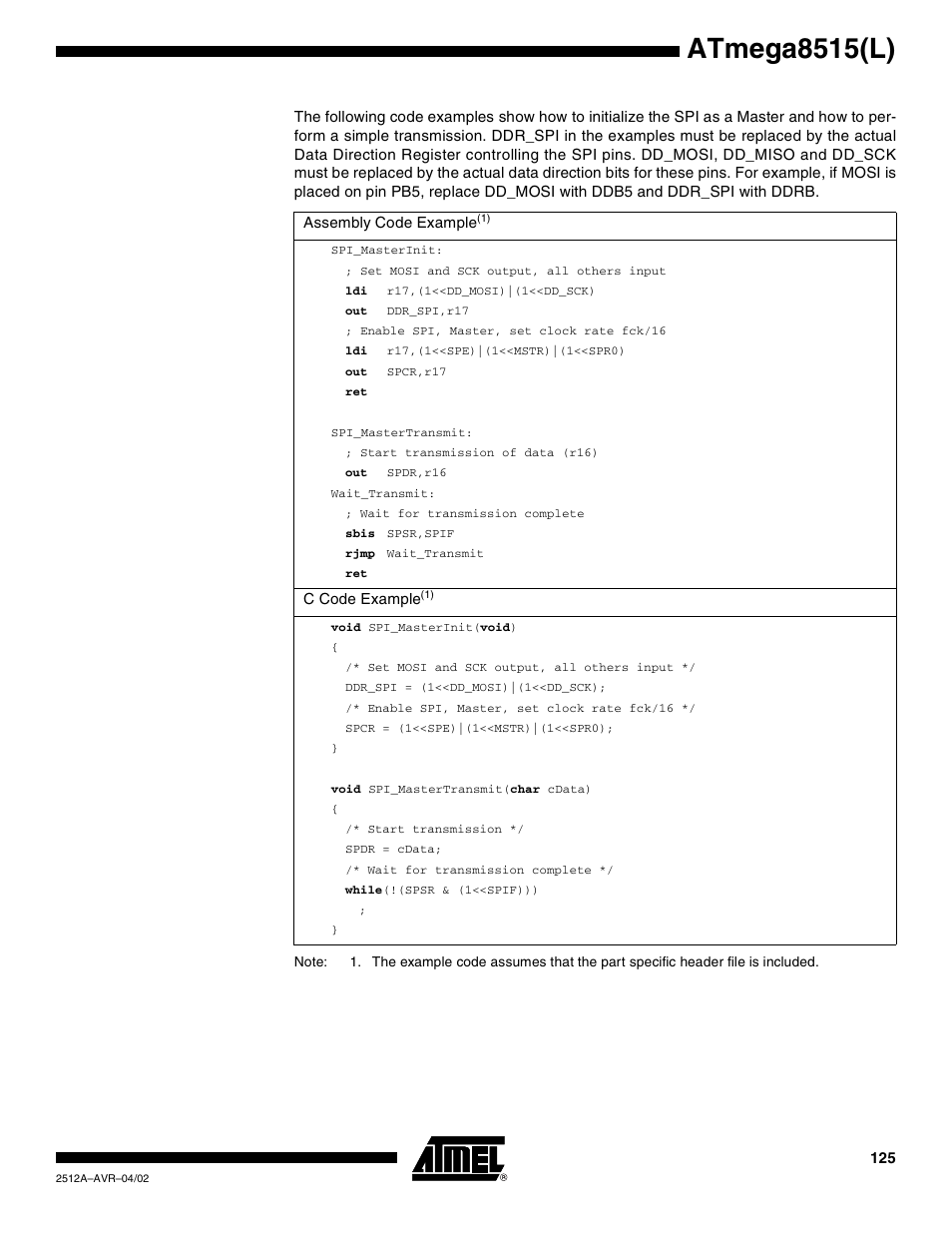 Atmega8515(l) | Rainbow Electronics ATmega8515L User Manual | Page 125 / 223