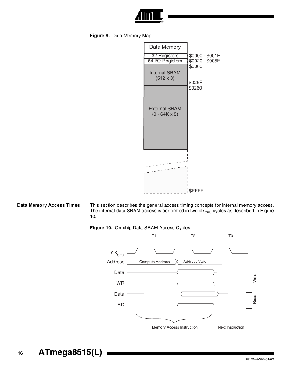 Data memory access times, Atmega8515(l) | Rainbow Electronics ATmega8515L User Manual | Page 16 / 223