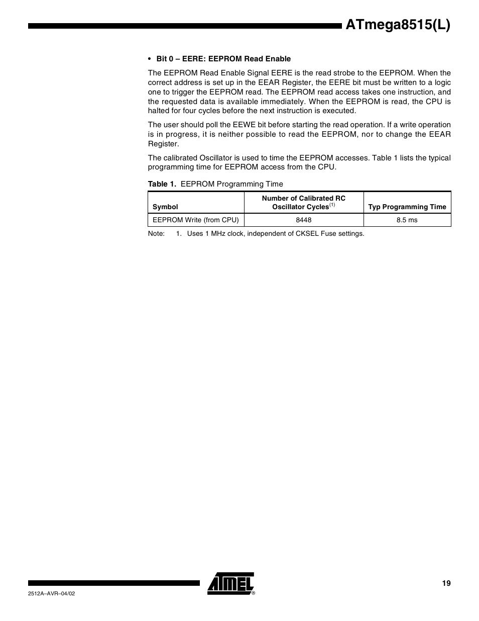 Atmega8515(l) | Rainbow Electronics ATmega8515L User Manual | Page 19 / 223