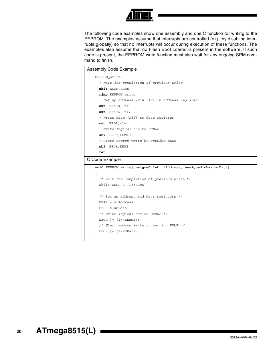 Atmega8515(l) | Rainbow Electronics ATmega8515L User Manual | Page 20 / 223