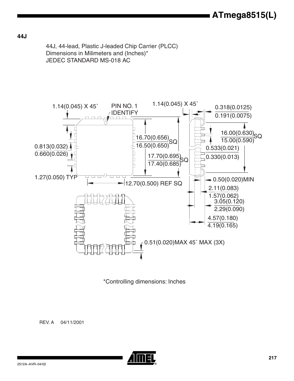 Atmega8515(l) | Rainbow Electronics ATmega8515L User Manual | Page 217 / 223