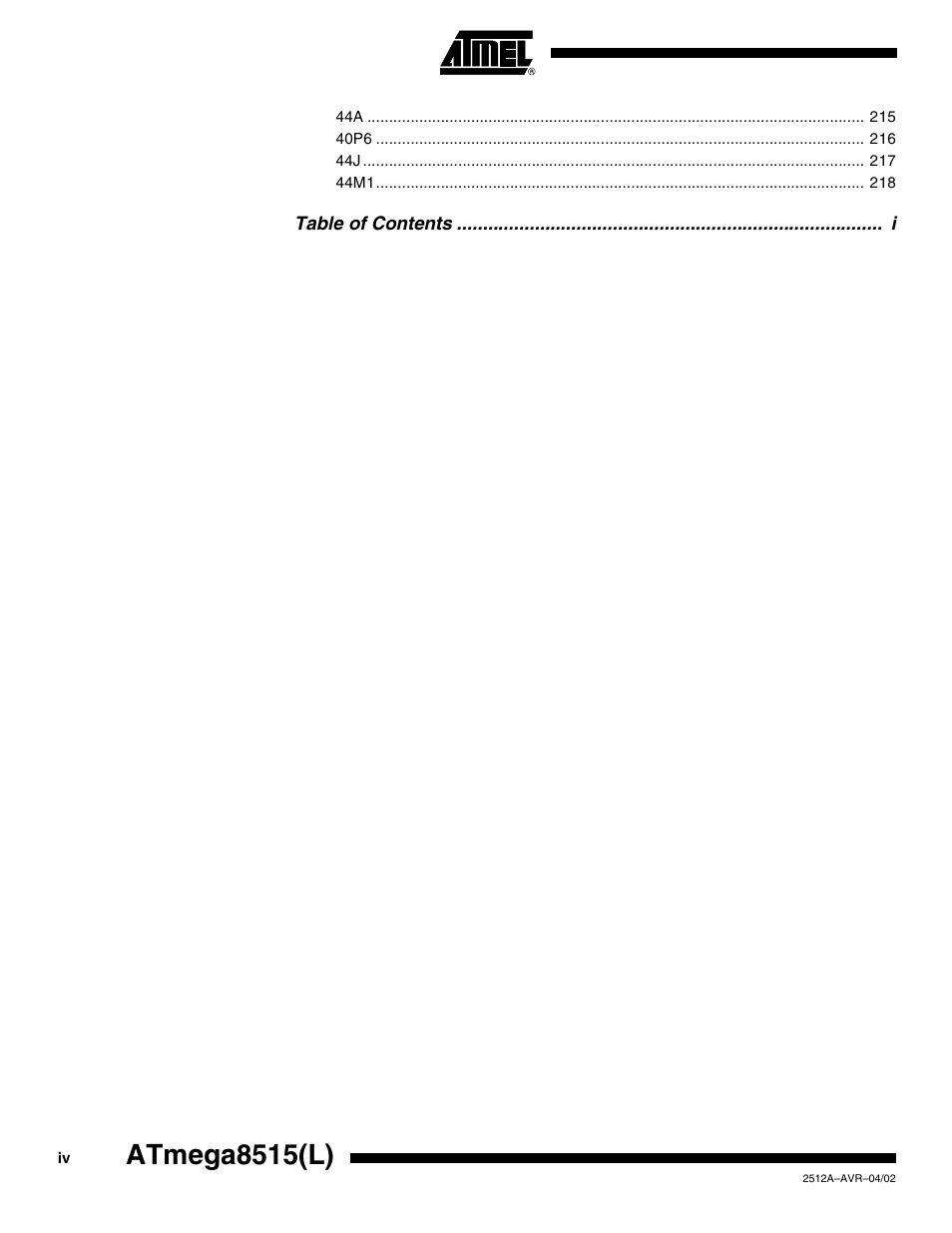 Atmega8515(l) | Rainbow Electronics ATmega8515L User Manual | Page 222 / 223