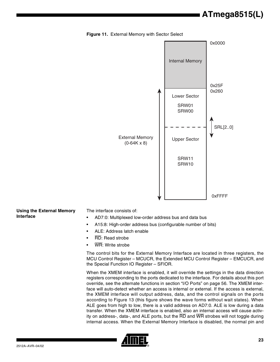 Using the external memory interface, Figure 11, Atmega8515(l) | Rainbow Electronics ATmega8515L User Manual | Page 23 / 223