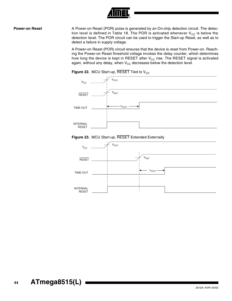 Power-on reset, Atmega8515(l) | Rainbow Electronics ATmega8515L User Manual | Page 44 / 223