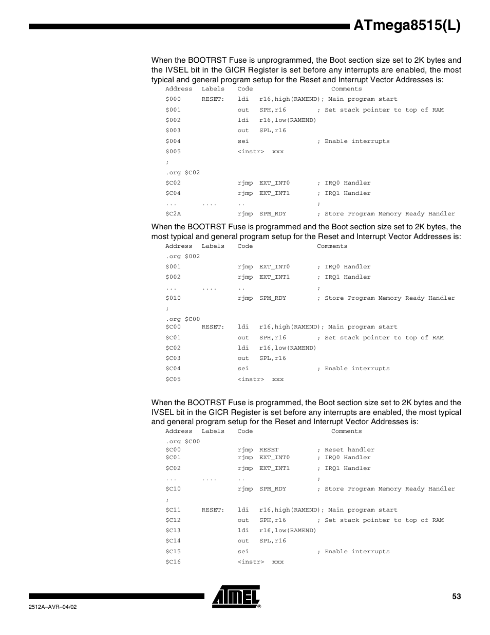 Atmega8515(l) | Rainbow Electronics ATmega8515L User Manual | Page 53 / 223