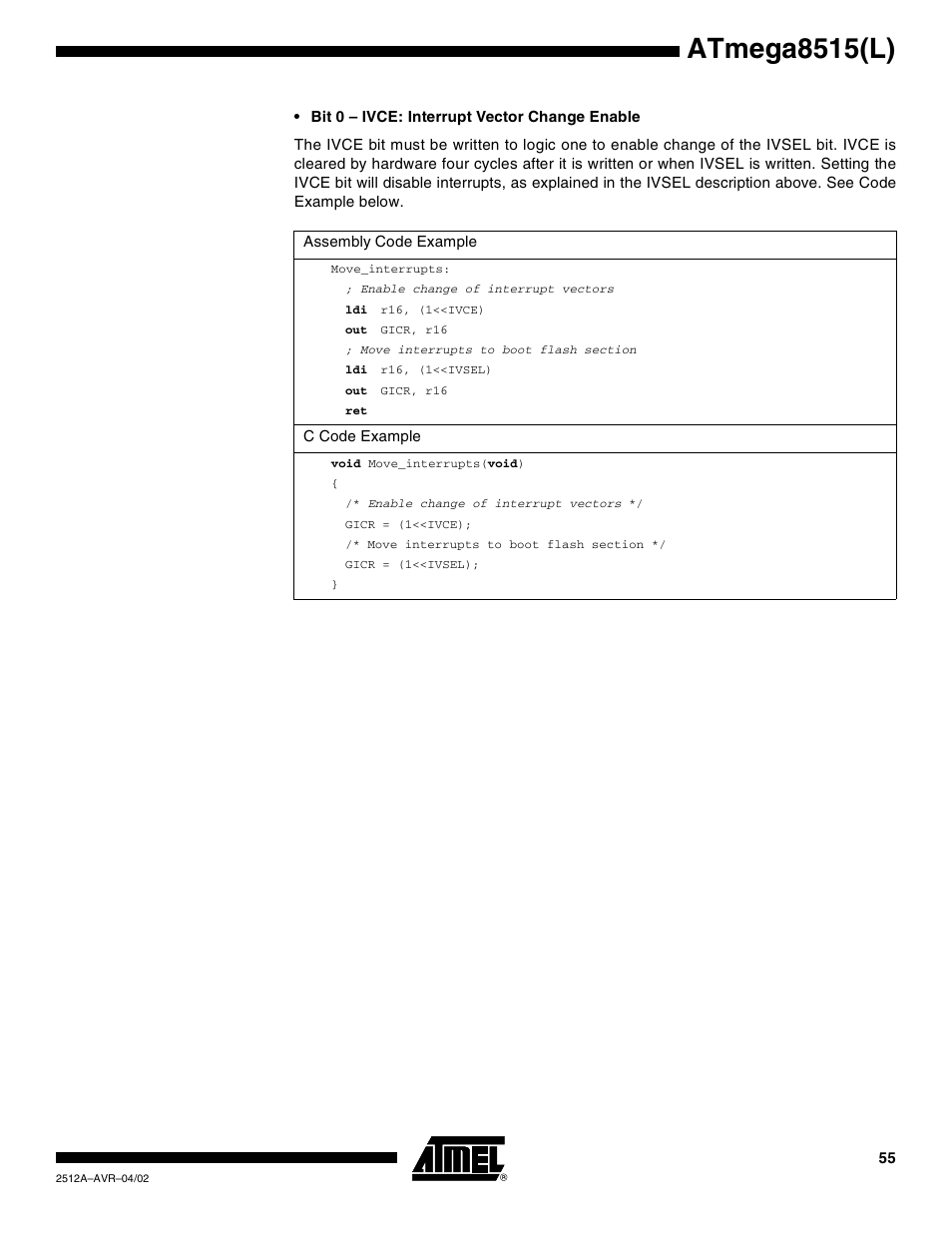 Atmega8515(l) | Rainbow Electronics ATmega8515L User Manual | Page 55 / 223