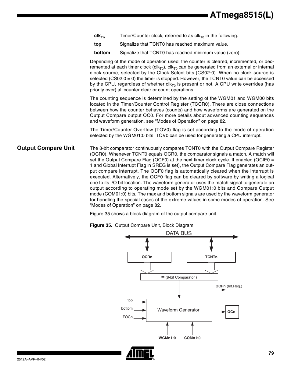 Output compare unit, Atmega8515(l) | Rainbow Electronics ATmega8515L User Manual | Page 79 / 223