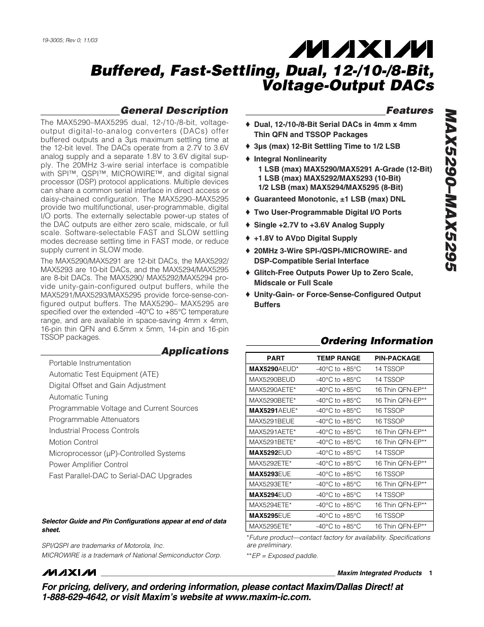 Rainbow Electronics MAX5295 User Manual | 33 pages