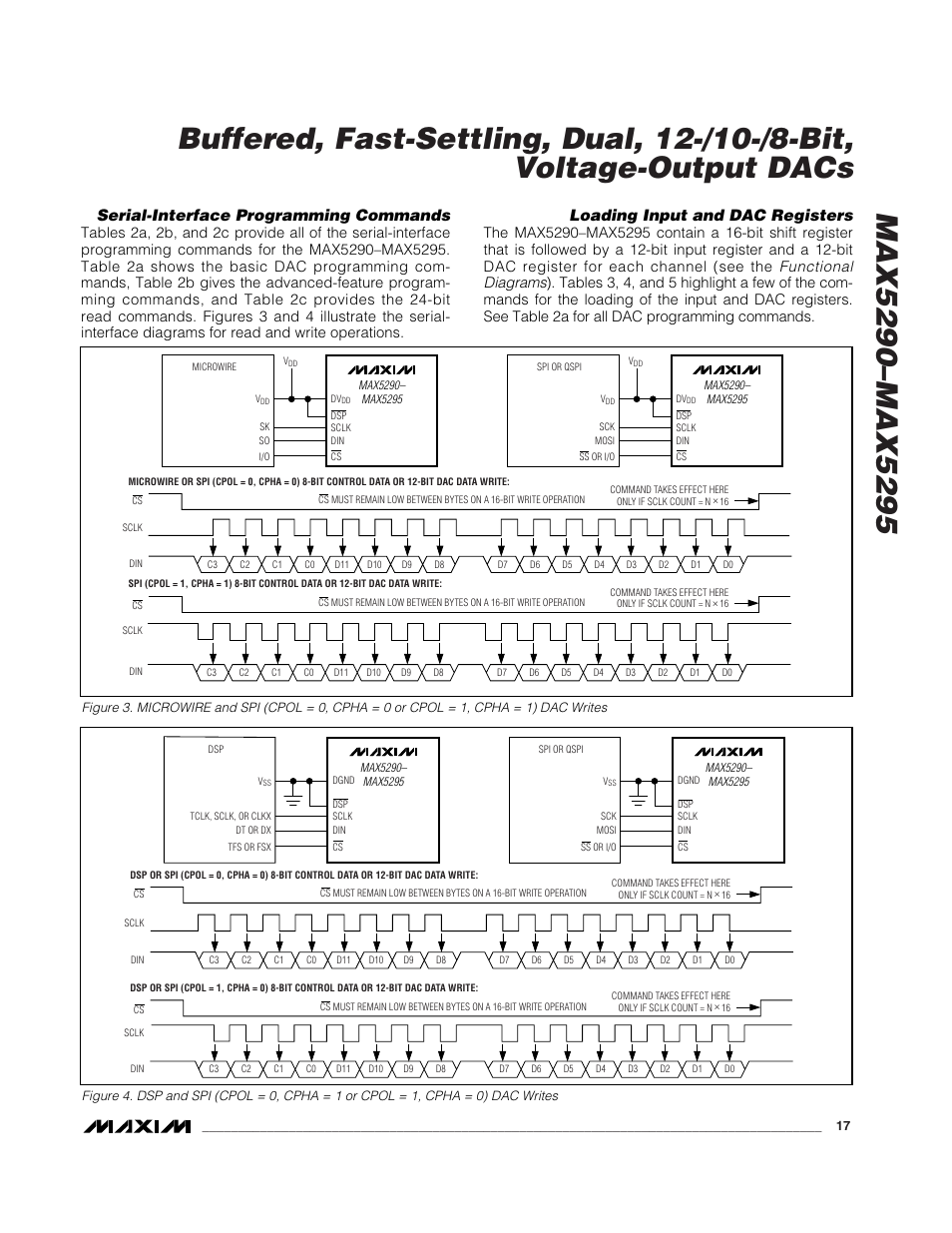 Serial-interface programming commands, Loading input and dac registers | Rainbow Electronics MAX5295 User Manual | Page 17 / 33