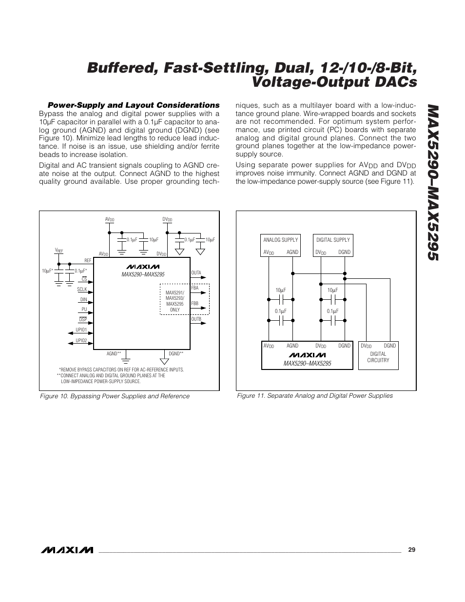 Power-supply and layout considerations | Rainbow Electronics MAX5295 User Manual | Page 29 / 33