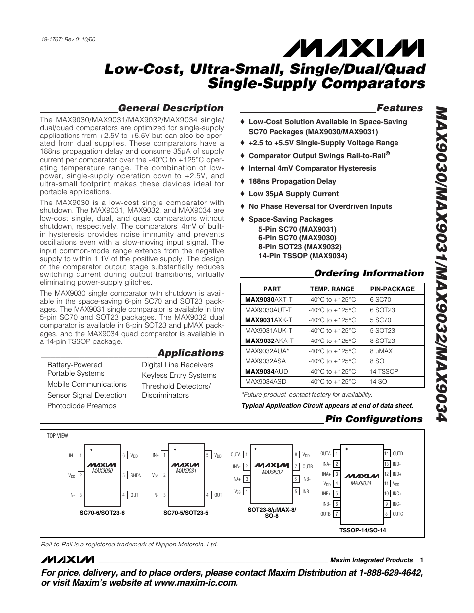 Rainbow Electronics MAX9034 User Manual | 11 pages