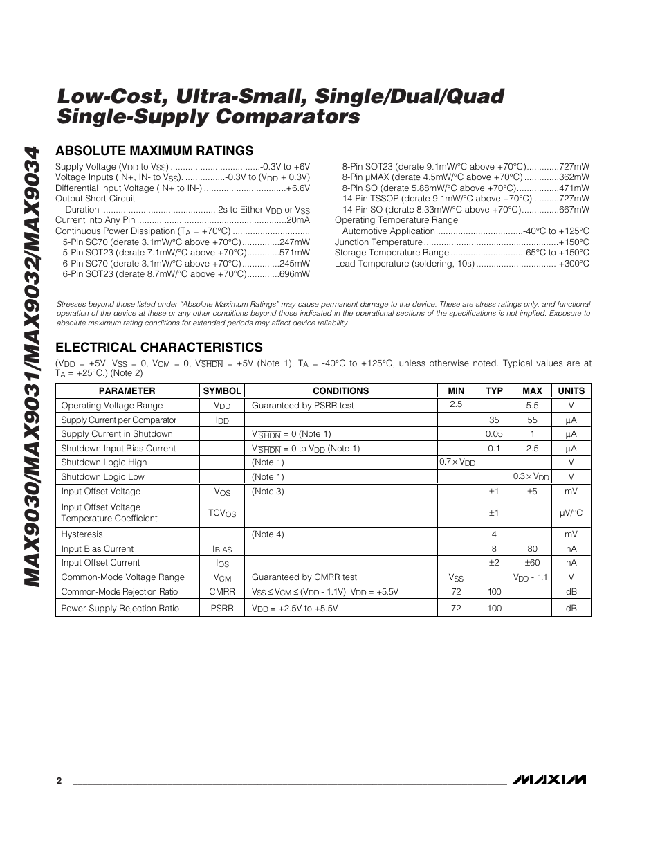 Rainbow Electronics MAX9034 User Manual | Page 2 / 11