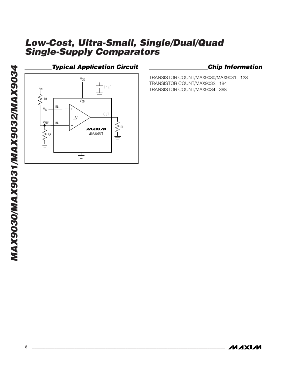 Typical application circuit chip information | Rainbow Electronics MAX9034 User Manual | Page 8 / 11