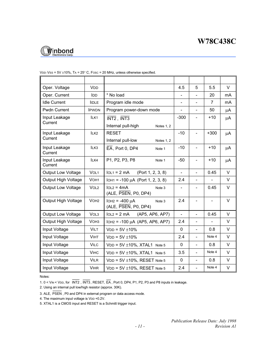 Rainbow Electronics W78C438C User Manual | Page 11 / 16