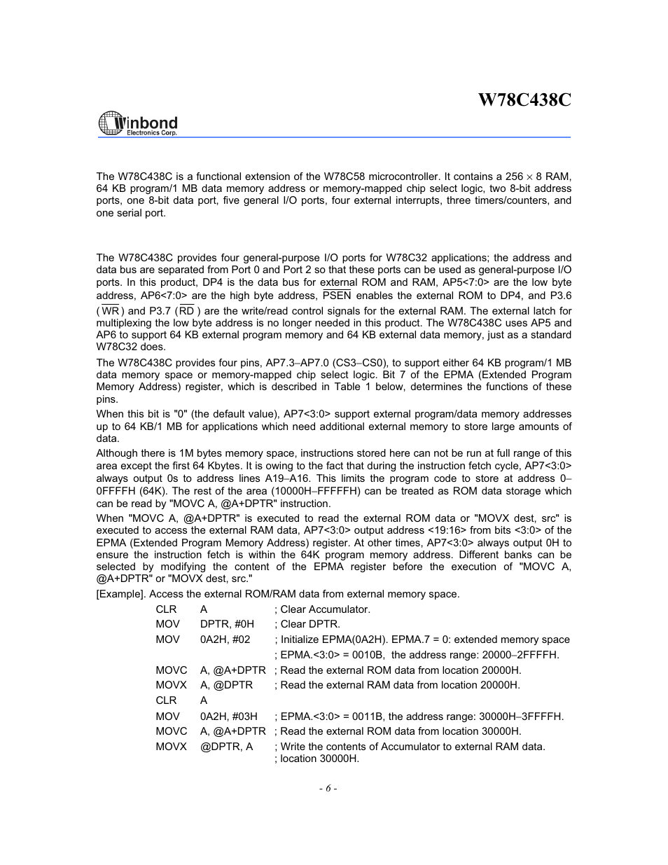 Rainbow Electronics W78C438C User Manual | Page 6 / 16