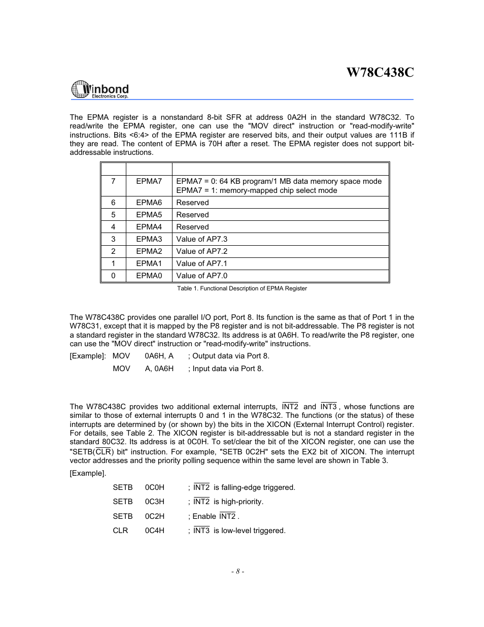 Rainbow Electronics W78C438C User Manual | Page 8 / 16