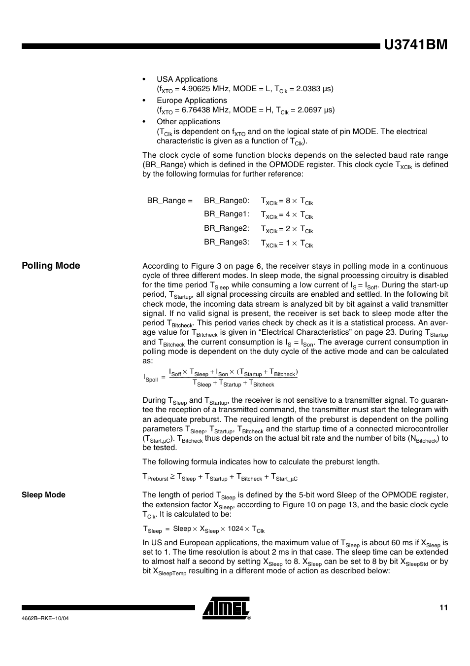 Polling mode, Sleep mode, U3741bm | Rainbow Electronics U3741BM User Manual | Page 11 / 32