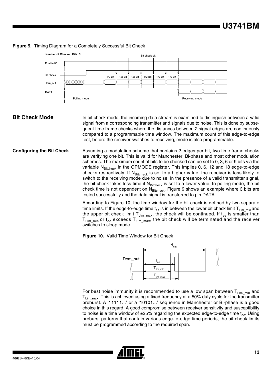 Bit check mode, Configuring the bit check, U3741bm | Rainbow Electronics U3741BM User Manual | Page 13 / 32