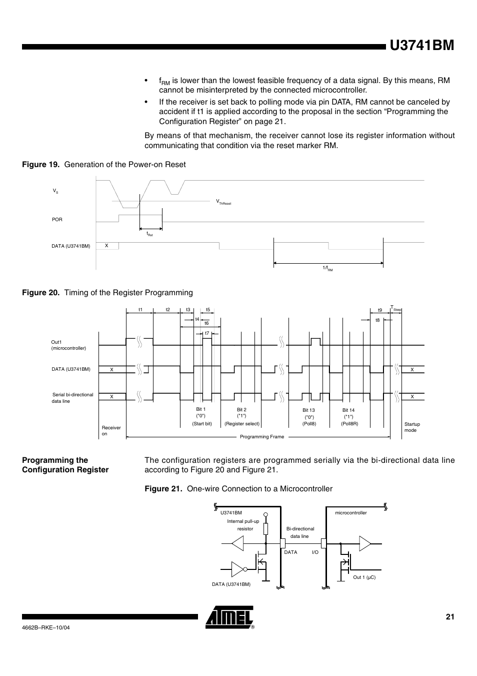 Programming the configuration register, U3741bm | Rainbow Electronics U3741BM User Manual | Page 21 / 32