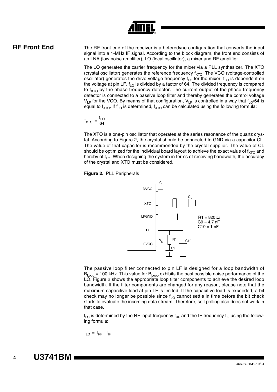 Rf front end, U3741bm | Rainbow Electronics U3741BM User Manual | Page 4 / 32