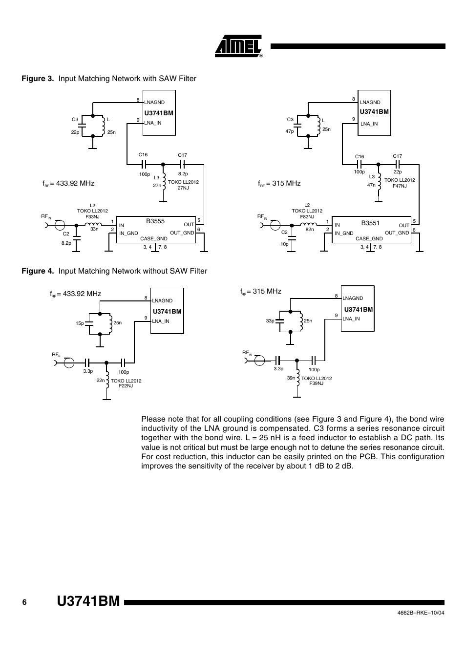Figure 4 ar, U3741bm, 92 mhz | 315 mhz | Rainbow Electronics U3741BM User Manual | Page 6 / 32