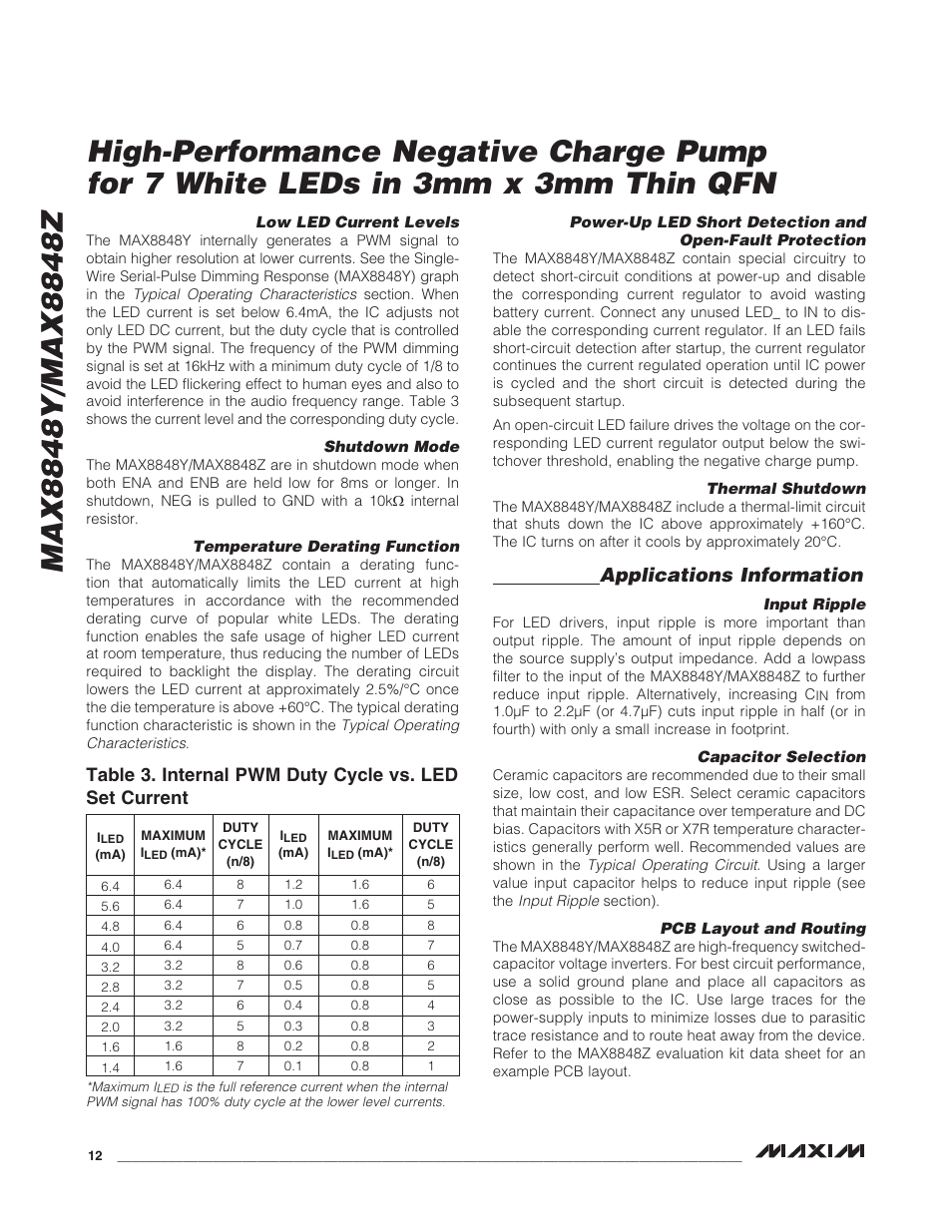 Applications information | Rainbow Electronics MAX8848Z User Manual | Page 12 / 14