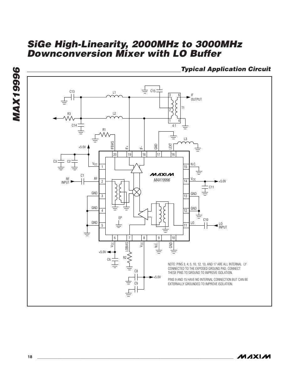 Typical application circuit | Rainbow Electronics MAX19996 User Manual | Page 18 / 19