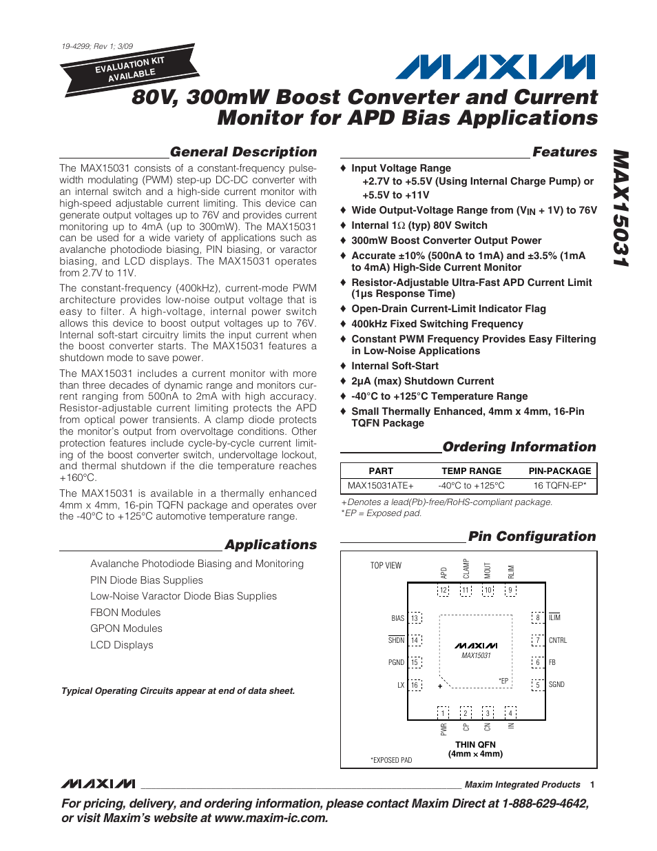 Rainbow Electronics MAX15031 User Manual | 17 pages