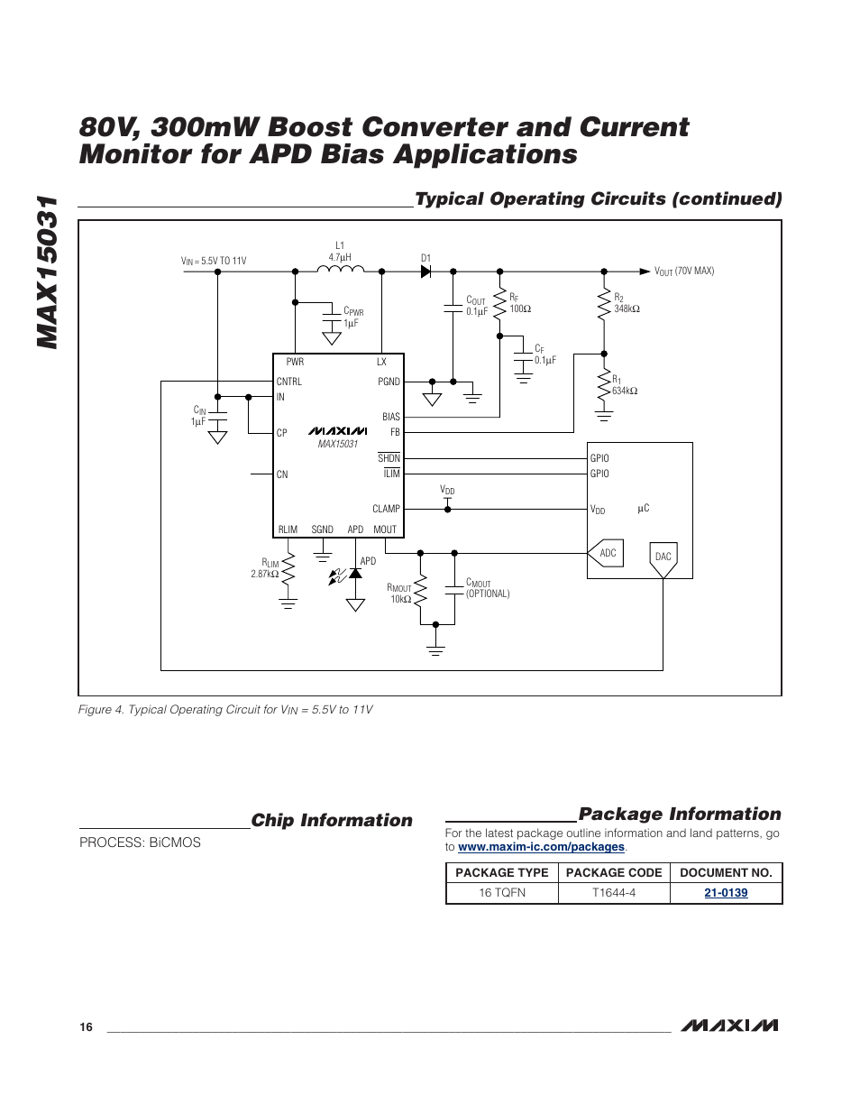 Chip information | Rainbow Electronics MAX15031 User Manual | Page 16 / 17