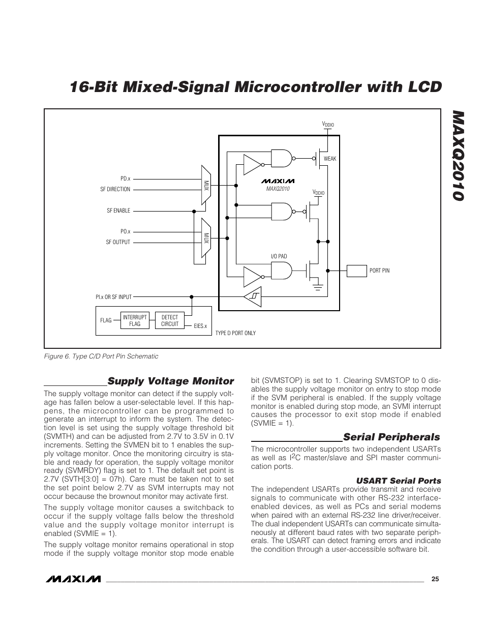 Supply voltage monitor, Serial peripherals, Figure 6. type c/d port pin schematic | Rainbow Electronics MAXQ2010 User Manual | Page 25 / 33