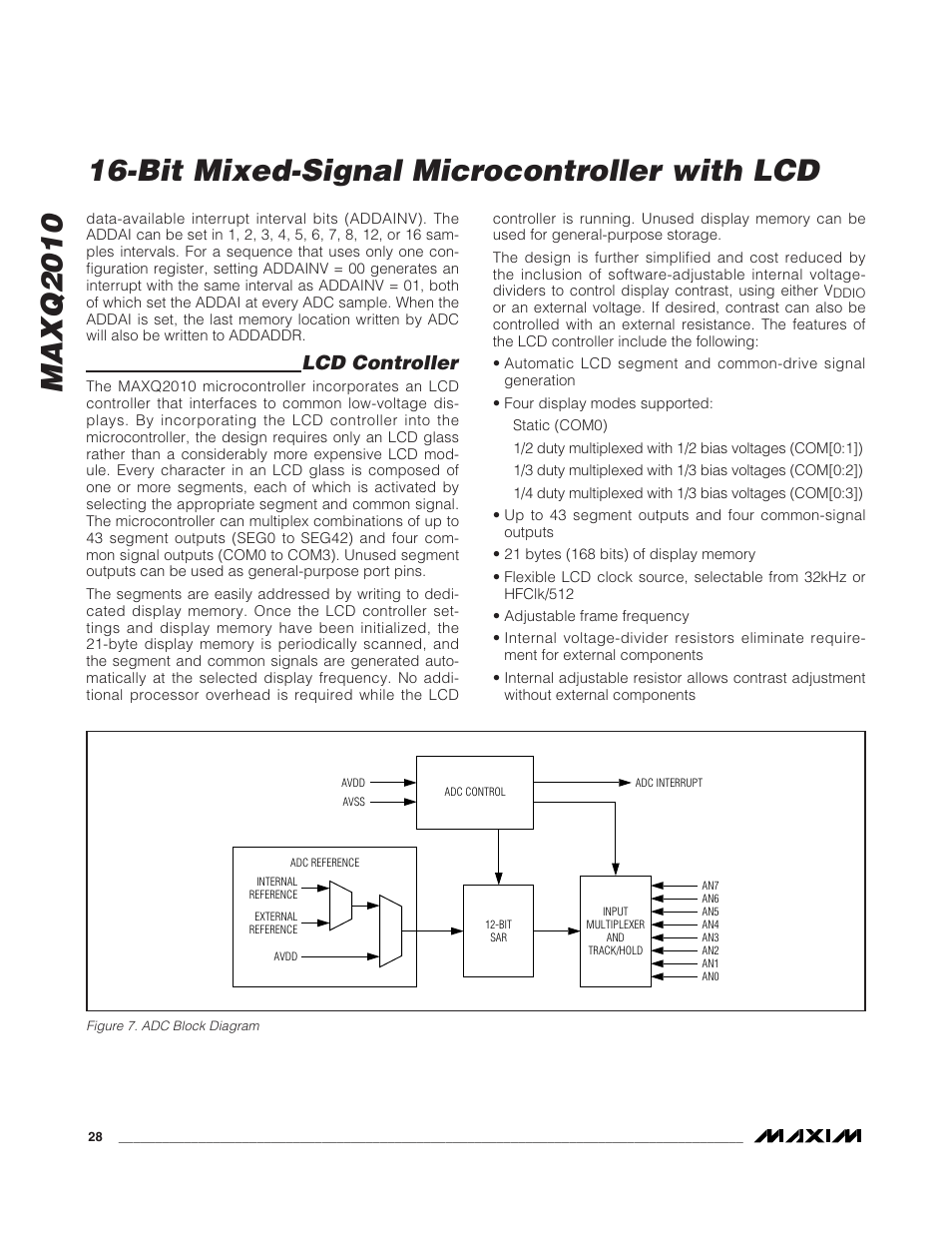 Lcd controller, Figure 7. adc block diagram | Rainbow Electronics MAXQ2010 User Manual | Page 28 / 33