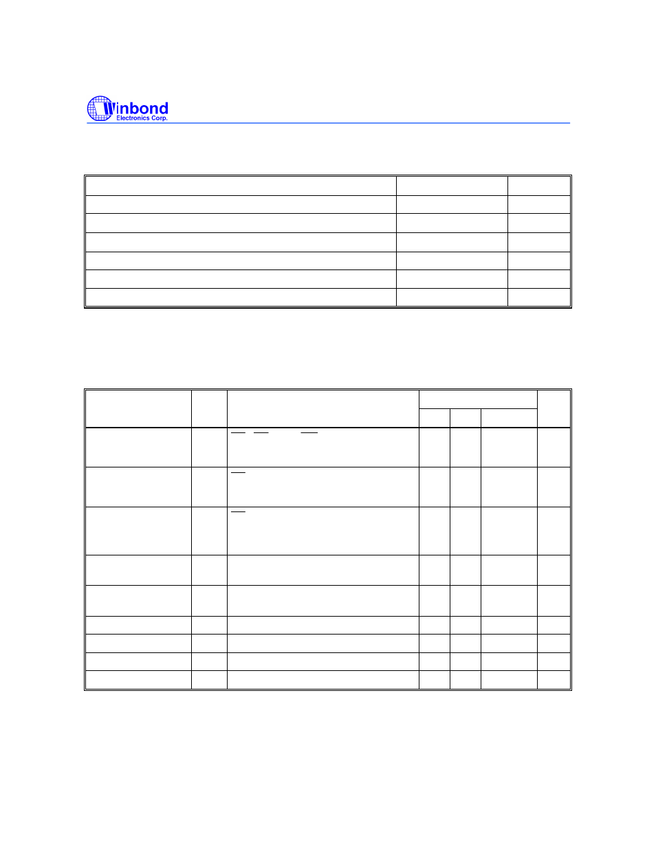 Dc characteristics | Rainbow Electronics W49L102 User Manual | Page 11 / 21