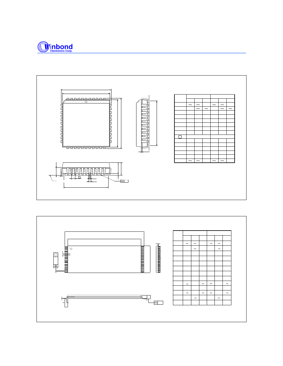 Package dimensions, Pin plcc, Pin tsop (10 mm × 14 mm) | Rainbow Electronics W49L102 User Manual | Page 20 / 21