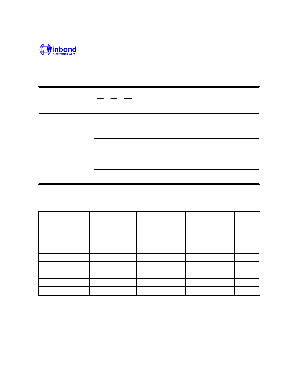 Table of operating modes, Table of command definition | Rainbow Electronics W49L102 User Manual | Page 5 / 21